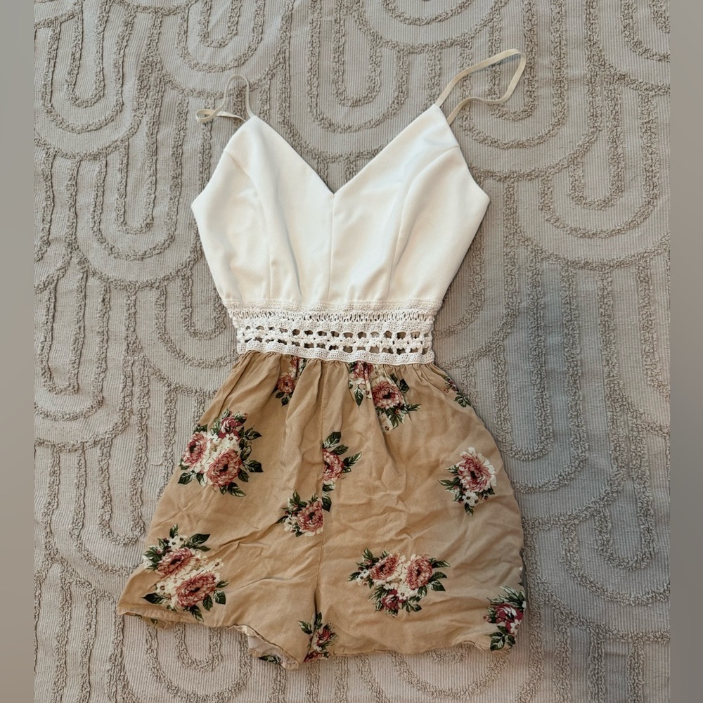 Love Tree Floral and Cream Romper